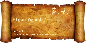 Piger Agenór névjegykártya